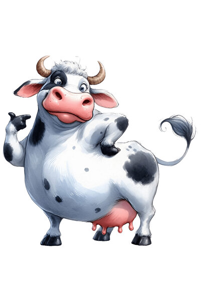 StoryGift Romania Sticker Autocolant 70CM cu o vaca grasa, ilustratie, animal...