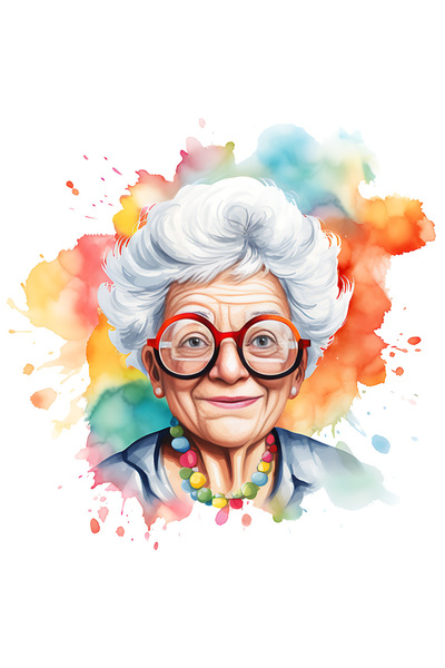 StoryGift Romania Sticker Adeziv 90CM cu o bunica, ilustratie, vesela, ochela...