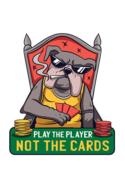 StoryGift Romania Sticker Autocolant 70CM Cu Bulldog Carti De Joc Poker, Text In Engleza Play The Player Not The