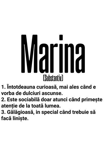 StoryGift Romania Sticker Adeziv 90CM Cu Numele Marina, si Mesaj Amuzant, Cur...