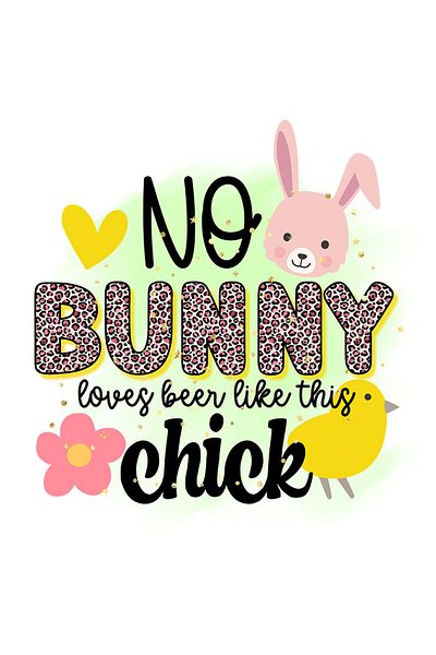 StoryGift Romania Sticker Eticheta 40CM cu mesajul "No bunny loves beer like this chick", Paste fericit, ilustra