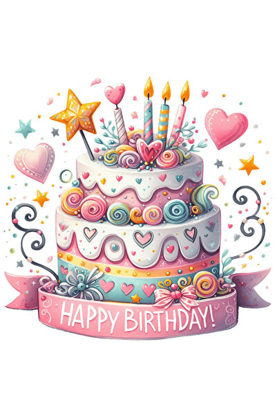 StoryGift Romania Sticker Eticheta 50CM cu un tort delicios cu mesajul "Happy...