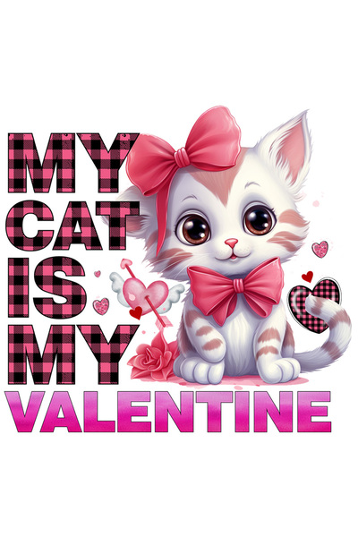 StoryGift Romania Sticker Eticheta 50CM cu un pisoi cu mesajul "My cat is my Valentine", iubire, dragoste, trand