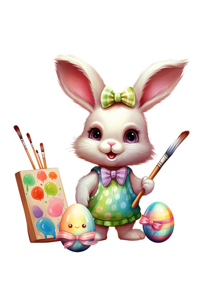 StoryGift Romania Sticker Adeziv 90CM cu o iepuroaica, ilustratie, picteaza, acuarele, pensule, opera de arta, c