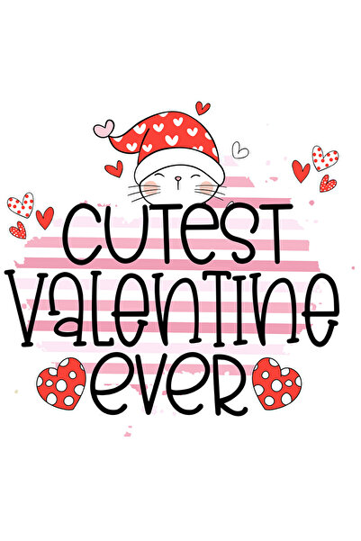 StoryGift Romania Sticker Adeziv 90CM cu o pisicuta cu mesajul "Cutest Valent...