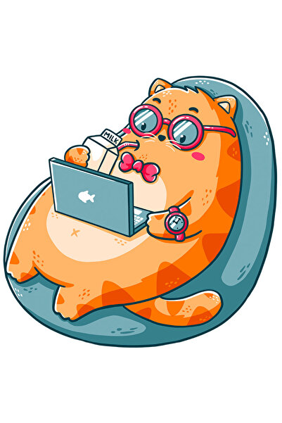 StoryGift Romania Sticker Eticheta 50CM Cu Pisica, Beanbag, Laptop, Lapte, Pa...