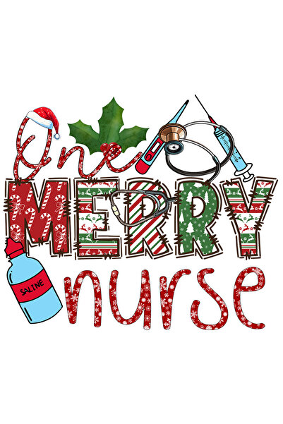 StoryGift Romania Sticker Autocolant 70CM cu mesajul "One Merry Nurse", Craci...