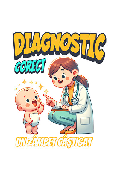 StoryGift Romania Sticker Eticheta 40CM Adeziv Femeie Doctor Cu Bebe Text Un ...