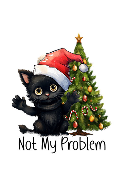 StoryGift Romania Sticker Autocolant 70CM cu pisoi negru cu mesajul "Not My P...