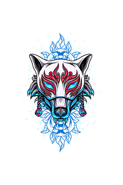 StoryGift Romania Sticker Autocolant 70CM Cu Masca, Lup, Funie, Flori, Frunze, Lumini, Asiatic, cu Margini Albe