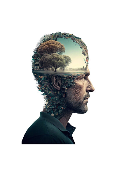 StoryGift Romania Sticker Adeziv 90CM Cu Portret, Abstract, Parc, Copac, Minte, cu Margini Albe, PVC Vinyl 90 cm