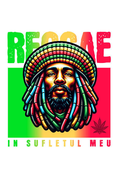 StoryGift Romania Sticker Adeziv 90CM cu Portret Bob Marley Cu Dreduri Si Caciual Tricotata Muzica Relaxare Text