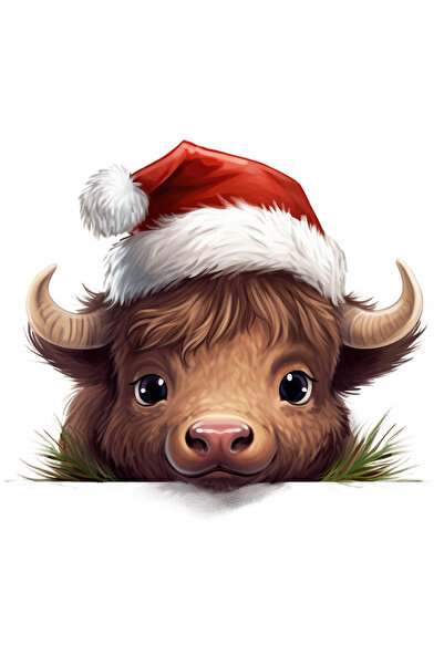 StoryGift Romania Sticker Autocolant 70CM cu un zimbru micut cu caciula de Craciun, sarbatori, ilustratie, bucur