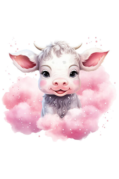 StoryGift Romania Sticker Autocolant 70CM cu un vitel printre nori, ilustrati...