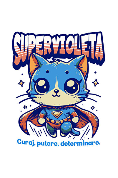 StoryGift Romania Sticker Adeziv 90CM cu Pisica Albastra Costum Super Erou Cu...