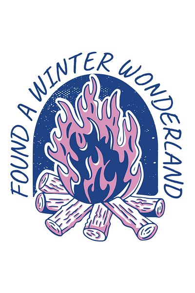 StoryGift Romania Sticker Adeziv 90CM Cu Foc De Tabar Arzand, Text In Engleza Found A Winter Wonderland, Aventur