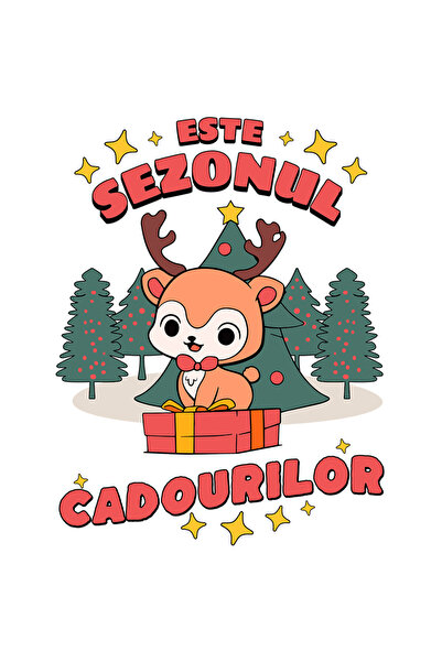 StoryGift Romania Sticker Eticheta 40CM Adeziv este sezonul cadourilor caprio...