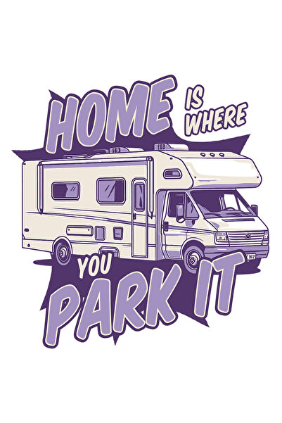 StoryGift Romania Sticker Adeziv 90CM Cu Mesaj Home Is Where You Park It, Rulota, Calatorie, cu Margini Albe, P