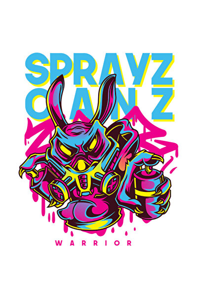 StoryGift Romania Sticker Autocolant 70CM Cu Iepure Cu Masca Pentru gaz, Text In Engleza Sprayz Oanz, Arta Strad