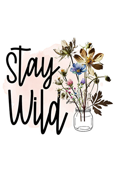 StoryGift Romania Sticker Adeziv 90CM cu mesajul "Stay wild", ilustratie, mot...