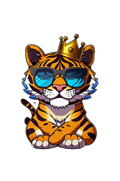 StoryGift Romania Sticker Cu Portret Pui Leopard Cu Ochelarii De Soare Albast...