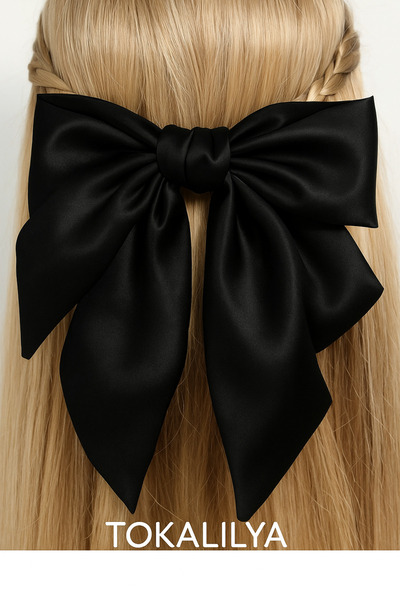 TOKALİLYA Kadın saten fiyonk metal klipsli saç tokası