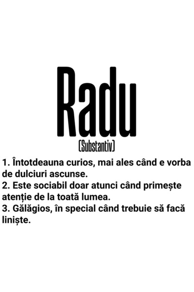 StoryGift Romania Sticker Autocolant 70CM Cu Numele Radu, Cu Mesaj Amuzant, C...