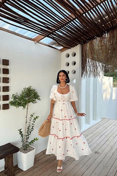 nedo7 Pomegranate Flower Lace Detailed Embroidered Dress