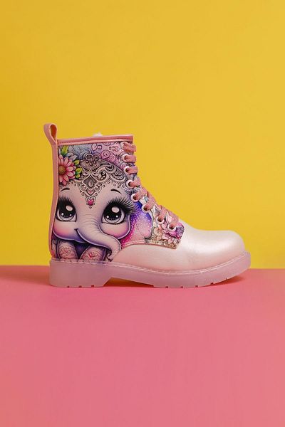 Limoya Elodie Cartoon Character Printed Lace-Up Kids Boots