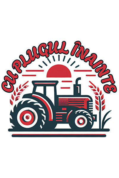 StoryGift Romania Sticker Autocolant 70CM Adeziv Tractor Toamna Camp Munca Cu plugul înainte cu Margini Albe, PV