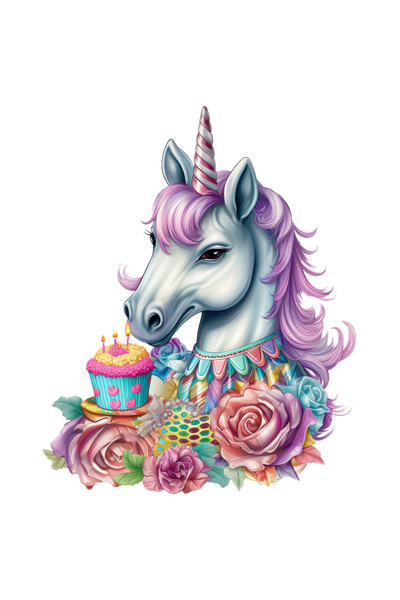 StoryGift Romania Sticker Autocolant 70CM cu un unicorn, ilustratie, petrecer...