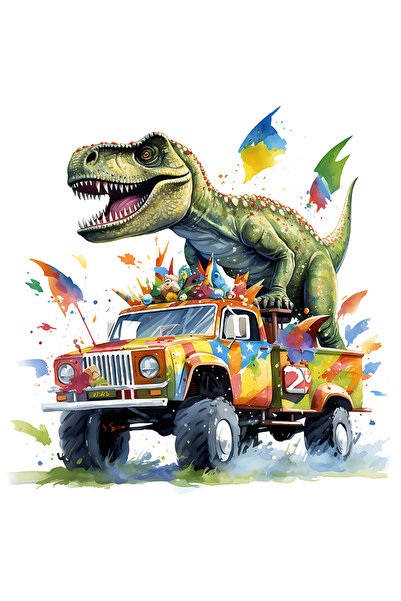 StoryGift Romania Sticker Adeziv 90CM cu un dinozaur care sta in portbagajul ...
