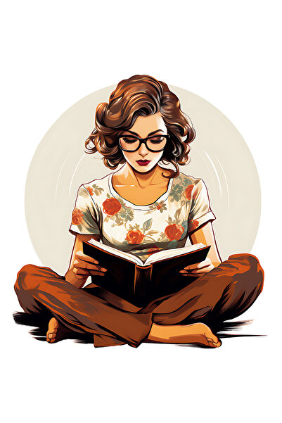 StoryGift Romania Sticker Autocolant 70CM cu o femeie care citeste o carte, i...