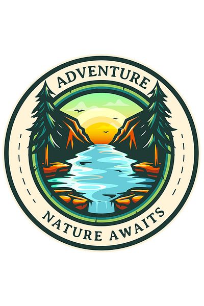 StoryGift Romania Adhesive Sticker 90CM With Message In English Adventure Nature Awaits, Birds, River, Waterfall, Mountain,