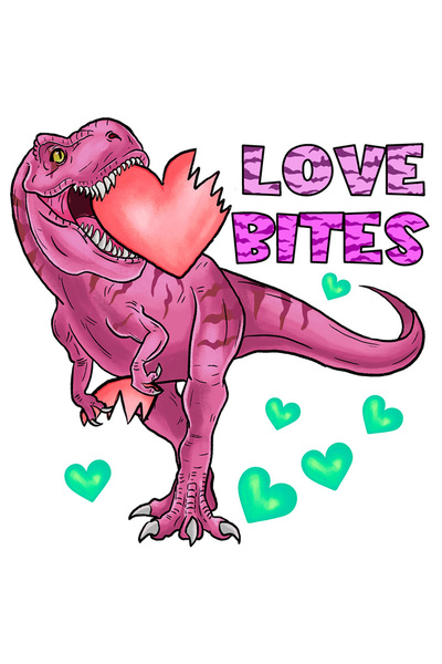 StoryGift Romania Sticker Eticheta 40CM cu un dinozaur muscand o inima cu mes...