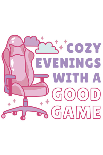 StoryGift Romania Sticker Eticheta 40CM Cu Scaun Gaming Roz, Cozy Evenings With A Good game, Norii, Nopti Albe,