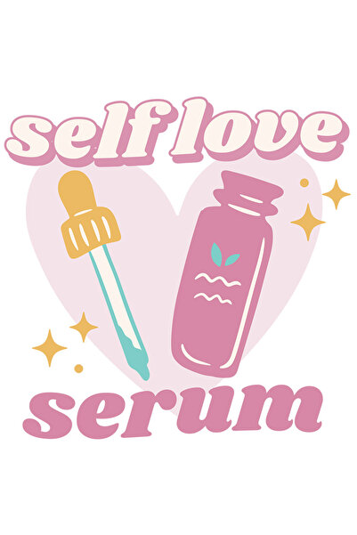 StoryGift Romania Sticker Autocolant 70CM Cu Mesaj In Engleza Self Love Serum, Inima, Stele, Ser, cu Margini Al