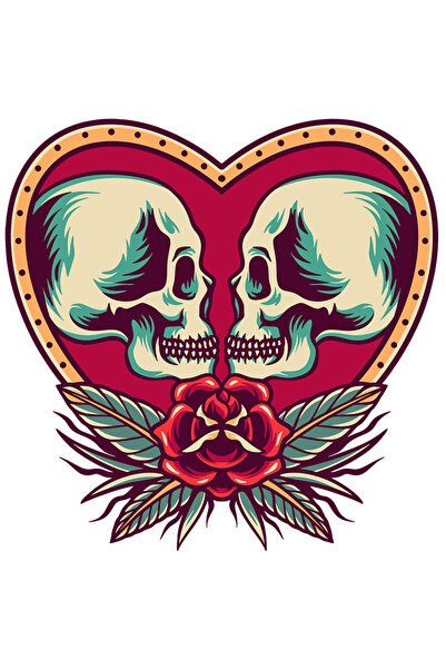 StoryGift Romania Sticker Autocolant 70CM Cu Inima, Cranii, Cuplu, Floare, Fr...