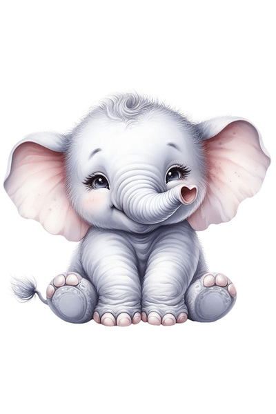 StoryGift Romania Sticker Adeziv 90CM cu un pui de elefant vesel, trompa in f...