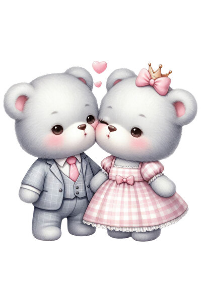 StoryGift Romania Sticker Eticheta 40CM cu o ursoaica si un urs, ilustratie, ...