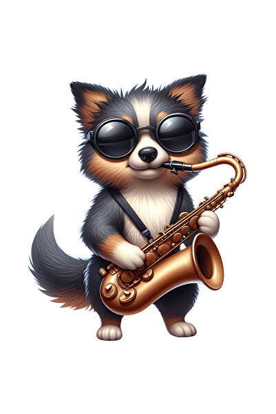 StoryGift Romania Sticker Autocolant 70CM cu un caine cu ochelari care canta ...