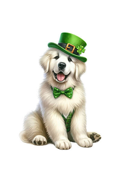 StoryGift Romania Sticker Adeziv 90CM cu un catelus alb, bucuros, poarta o pa...