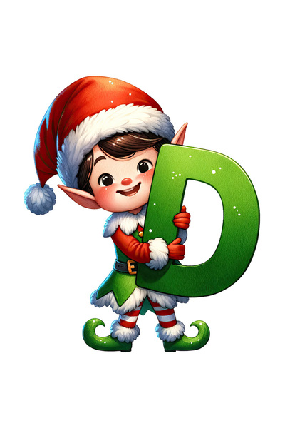 StoryGift Romania Sticker Adeziv 90CM cu un spiridus care tine litera "D", il...