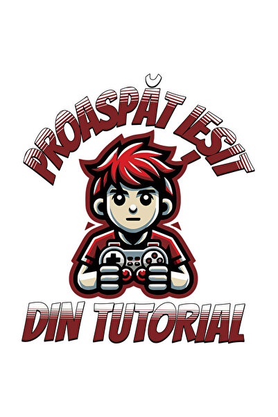 StoryGift Romania Sticker Autocolant 70CM Adeziv baiat jucadu-se joc video Proaspat iesit din tutorial cu Margin