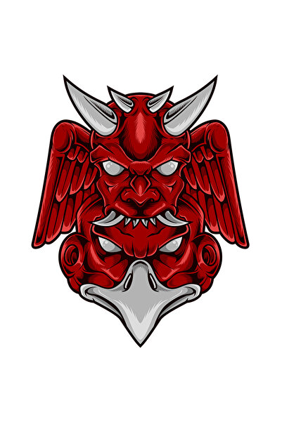 StoryGift Romania Sticker Eticheta 40CM Cu Totem, Diavol, Pasare, Monstru, Aripi, Coarne, cu Margini Albe, PVC