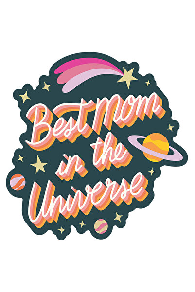 StoryGift Romania Sticker Autocolant 70CM Cu Mesaj Best Mom In The Univers, Stele Cazatoare, Univers Infinit, Pl