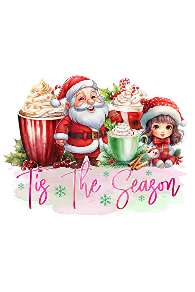 StoryGift Romania Sticker Autocolant 70CM cu Mosc Craciun cu mesajul "Tis the...