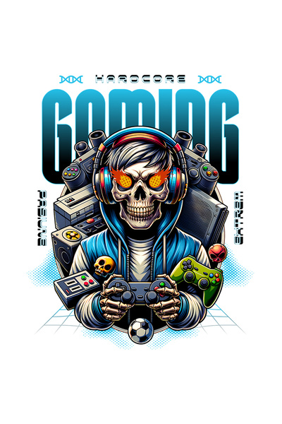 StoryGift Romania Sticker Adeziv Schelete Hardcore Gaming. Pasiune. Extrem Cu Margini Albe, Pvc Vinyl 90 Cm