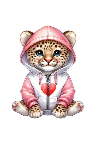 StoryGift Romania Sticker 70CM with a little tiger in a hoodie, illustration, heart, affection, playful