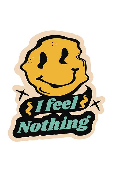 StoryGift Romania Sticker Adeziv 90CM Cu Emoticon Galben Smiley face, Mesaj In Engleza I Feel Nothing, Filtru Bl